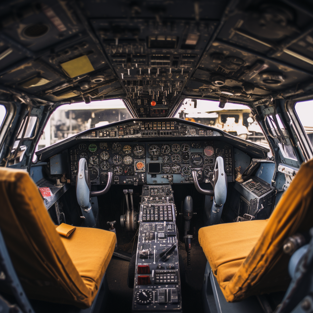 inside of airplane cockpit